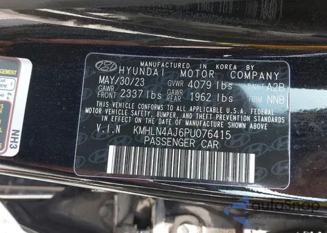 2023 Hyundai Elantra Hybrid Limited z USA, uszkodzony, nr VIN KMHLN4AJ6PU076415